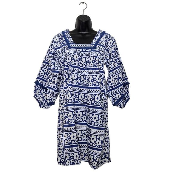 Tuckernuck Tnuck Dress Size Small Blue White Tunic Petal Paradis Cover Up Beach - Picture 2 of 6